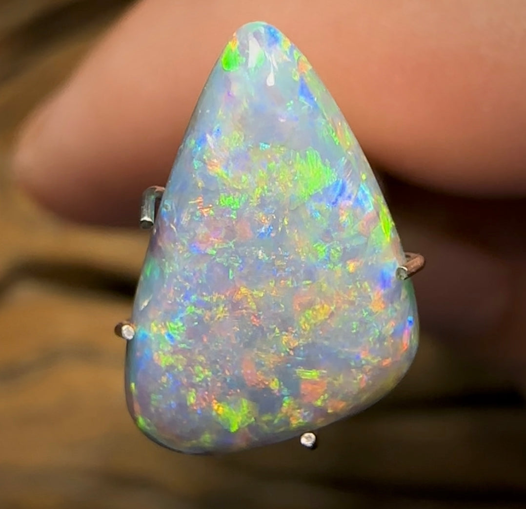 2.9cts - Lightning Ridge Solid Semi Black Opal - Opal Whisperers