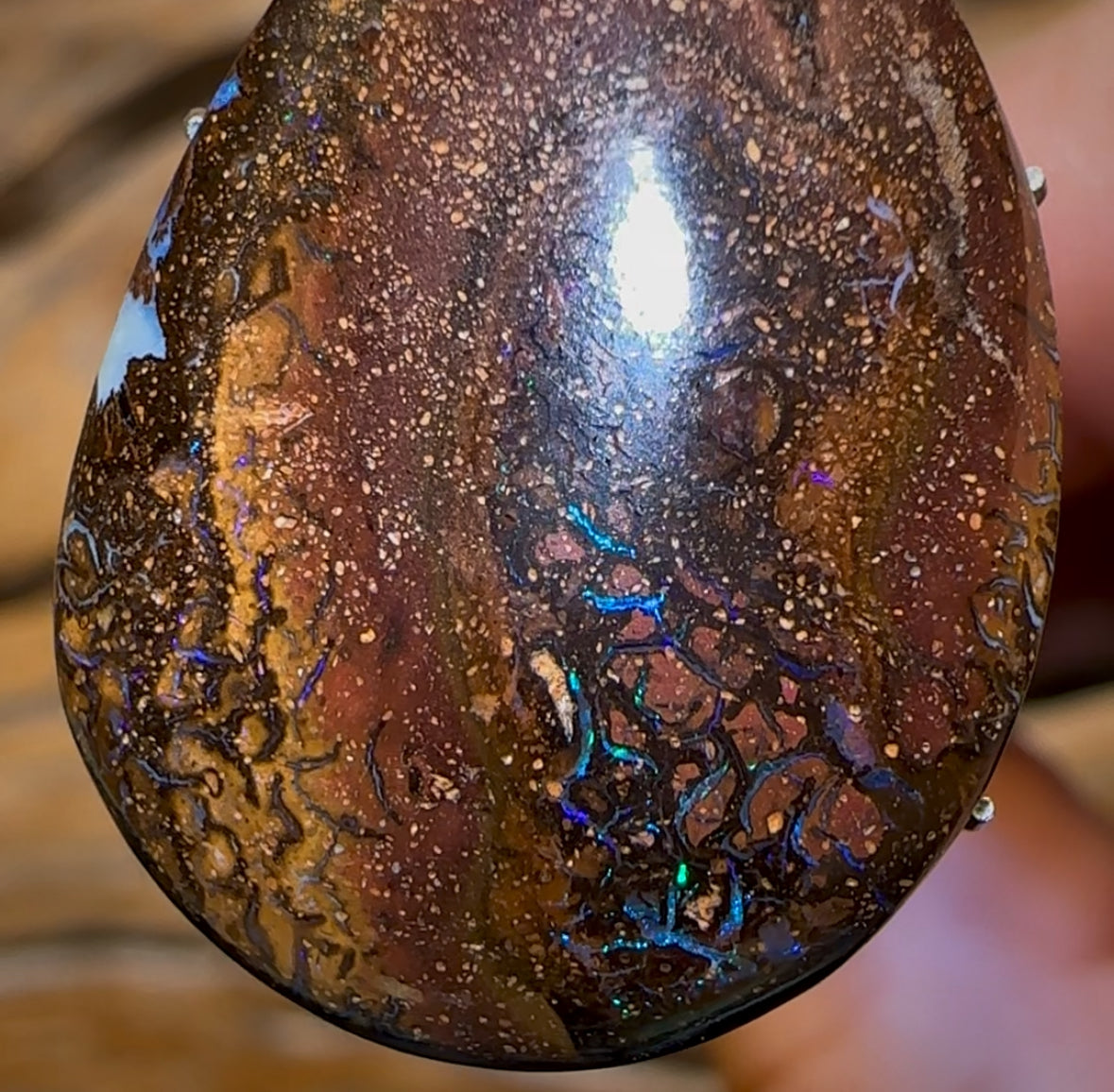 23,8 carats - Opale Boulder tribale du Queensland de Koroit