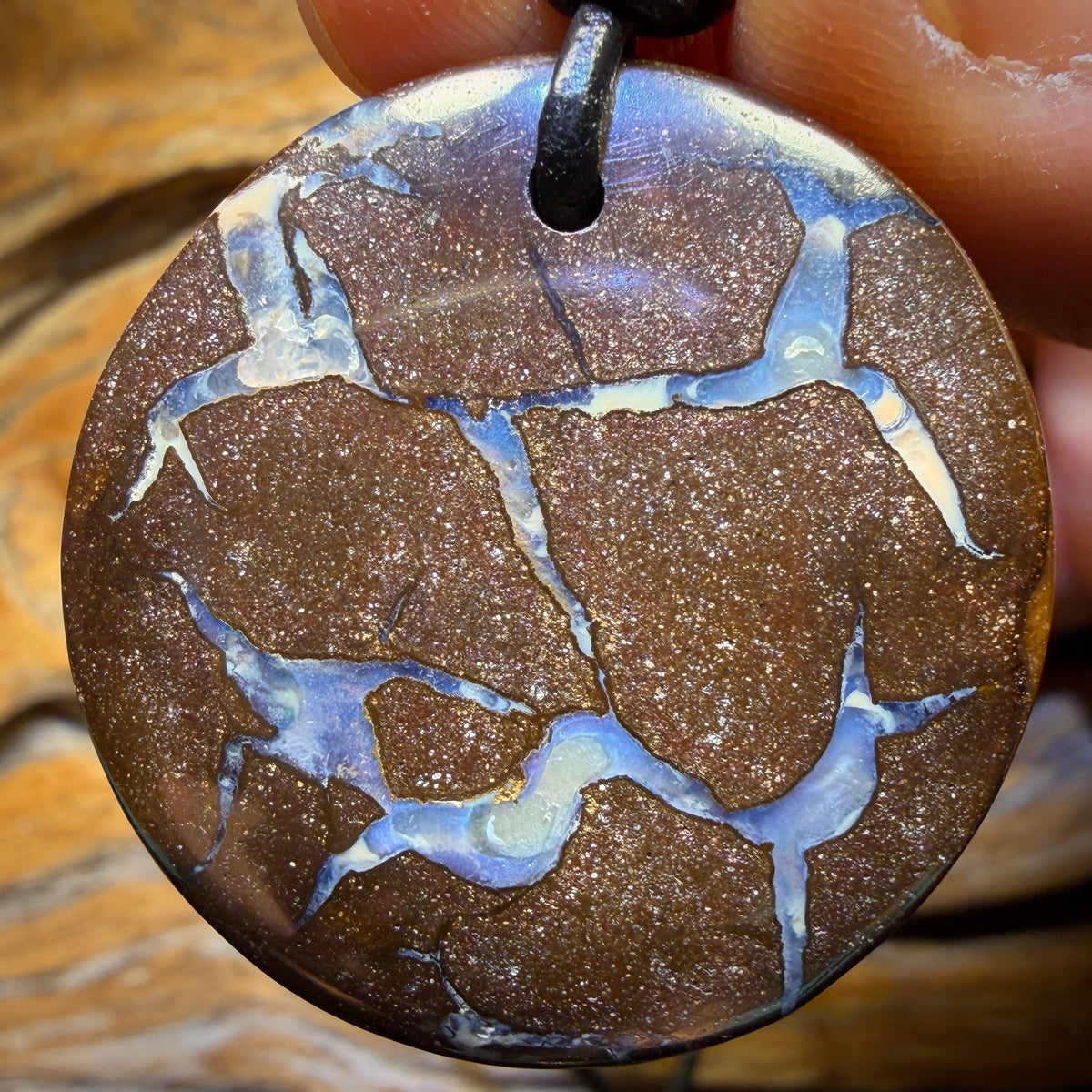 Bargain Card! 33 x 33mm - Drilled Australian Boulder Opal Necklace