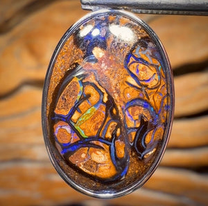 Sterling Silver - Solid Yowah Nut Opal Pendant UNISEX