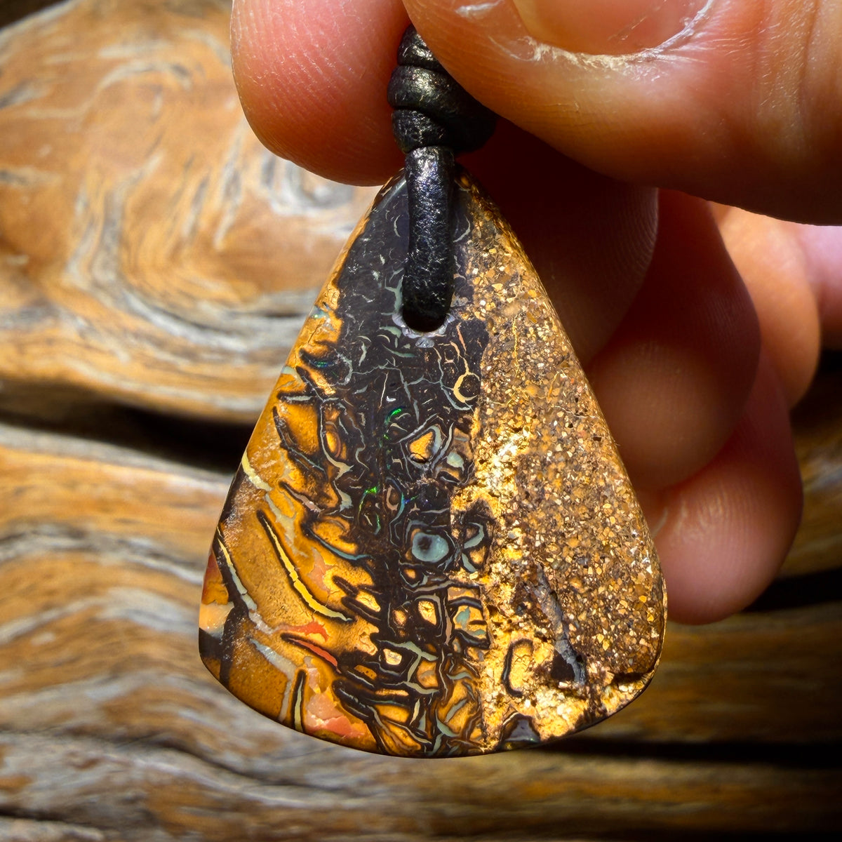 29 x 23mm - Drilled Top Tribal Queensland Boulder Opal Necklace
