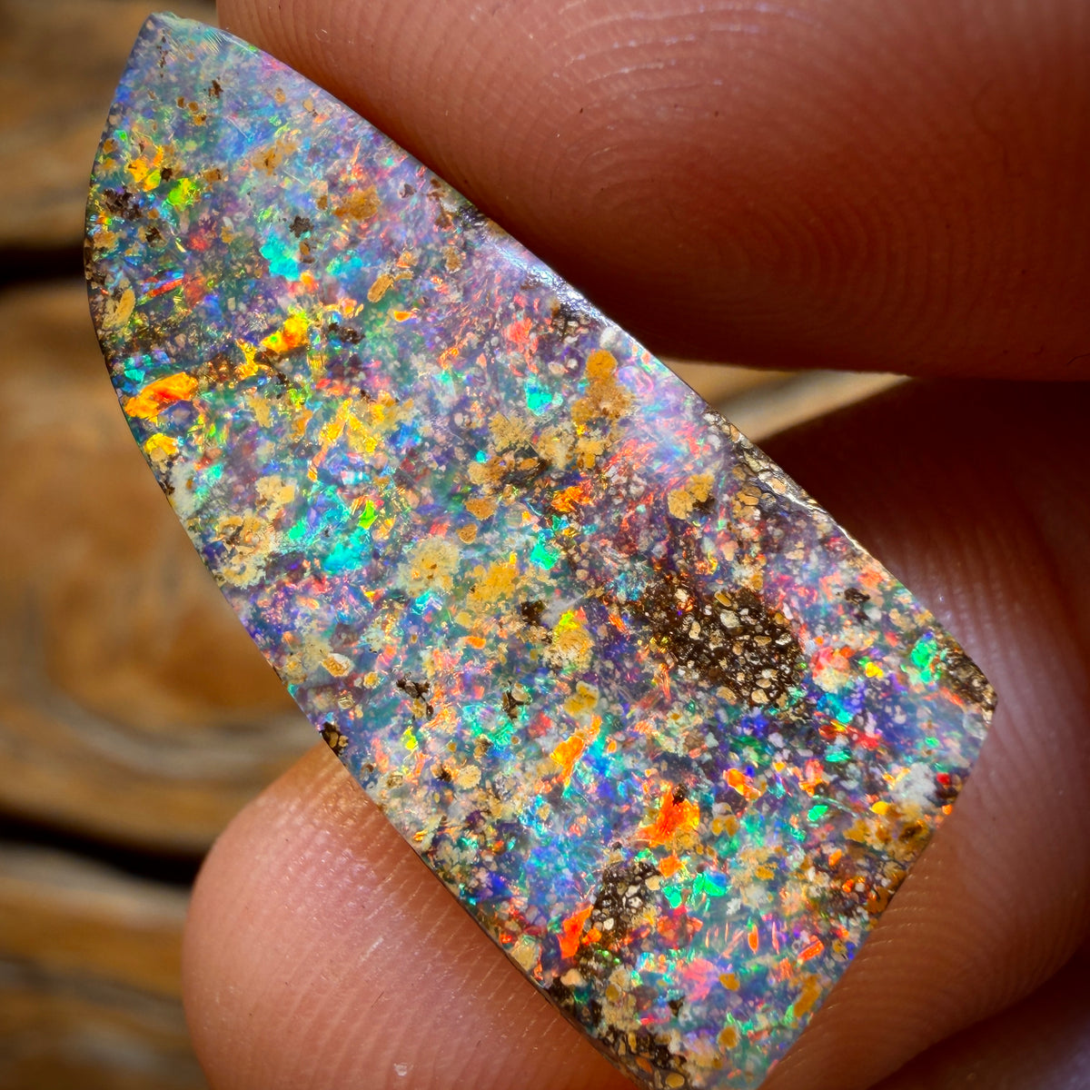 29.9cts - Top Australian Boulder Seam Opal Pair Red Multi Fire