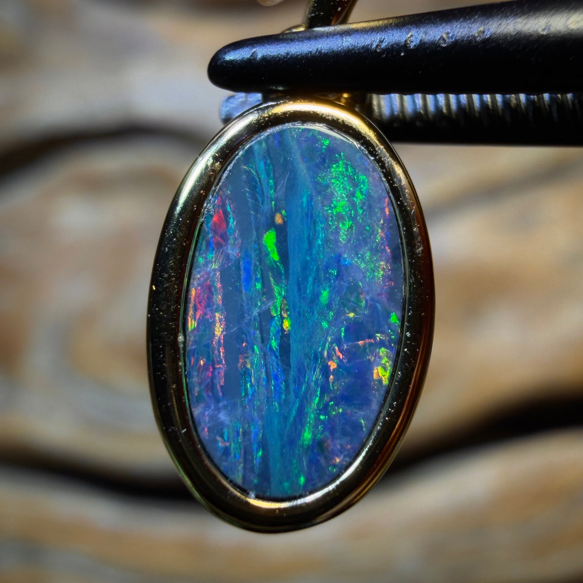 Sterling Silver Gold Plated - Queensland Boulder Opal Doublet Pendant