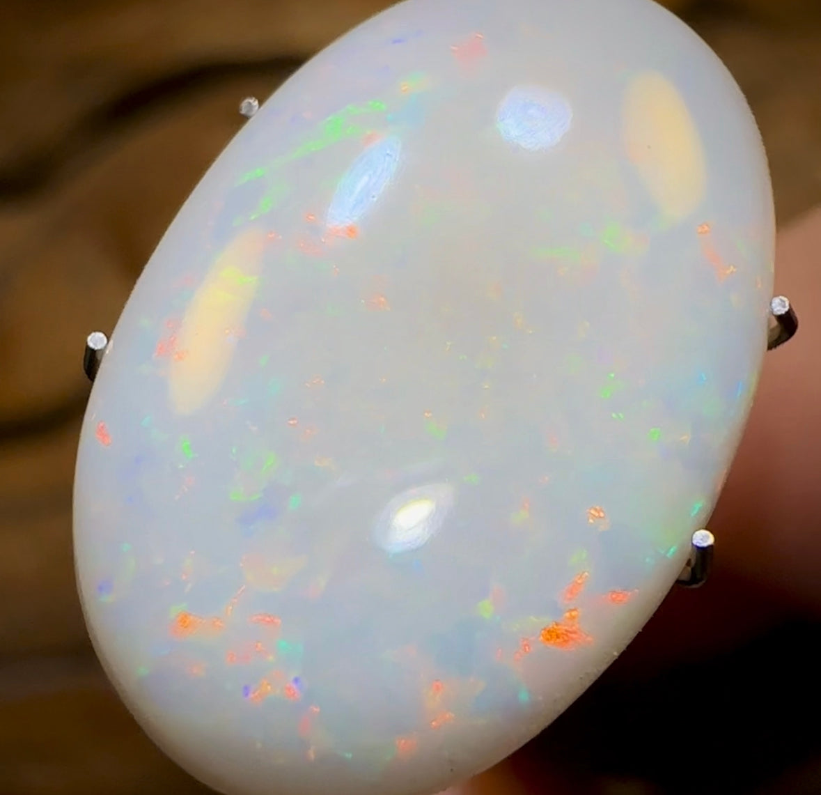 11.8cts - Traditional Oval Cut, South Australian White Opal from Coober Pedy - Opal Whisperers