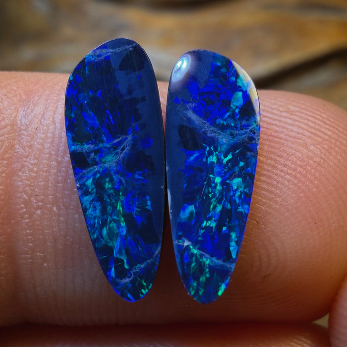 3.1cts - Australian Boulder Opal Doublet Pair