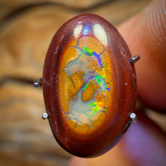 3.8cts - Yowah Nut Partial Crystal Centre Opal. Australian Boulder Opal