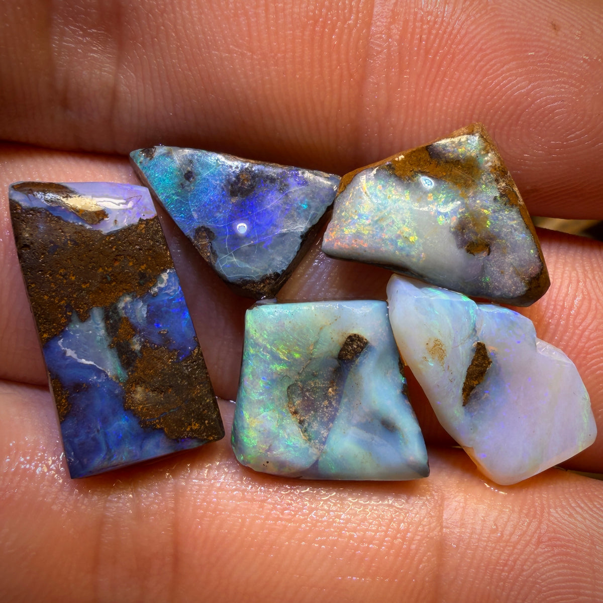 30.9cts - 5x Australian Boulder Seam Opal Rubs Parcel