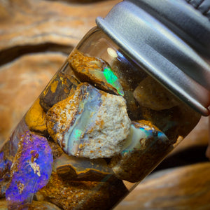 69.4cts - Jar of Yowah Nut Opal Rough w/ Fossil Opal