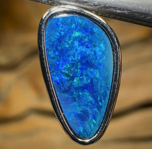 Sterling Silver - Australian Boulder Opal Doublet Pendant - Opal Whisperers