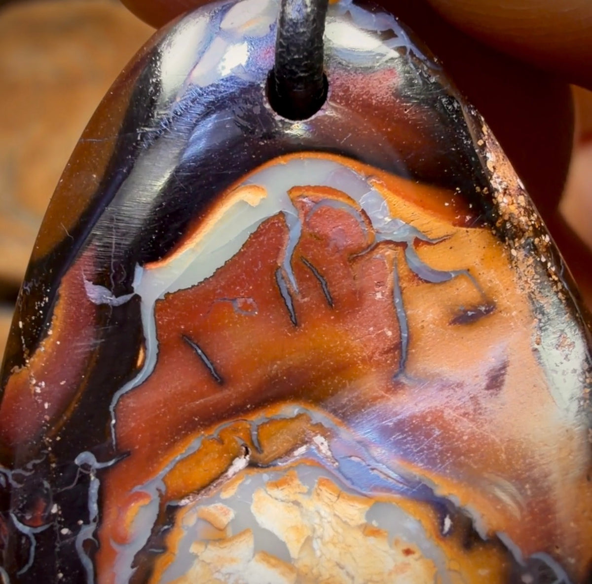 38 x 27mm - Drilled Queensland Boulder Opal Necklace