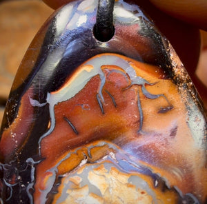 38 x 27mm - Drilled Queensland Boulder Opal Necklace