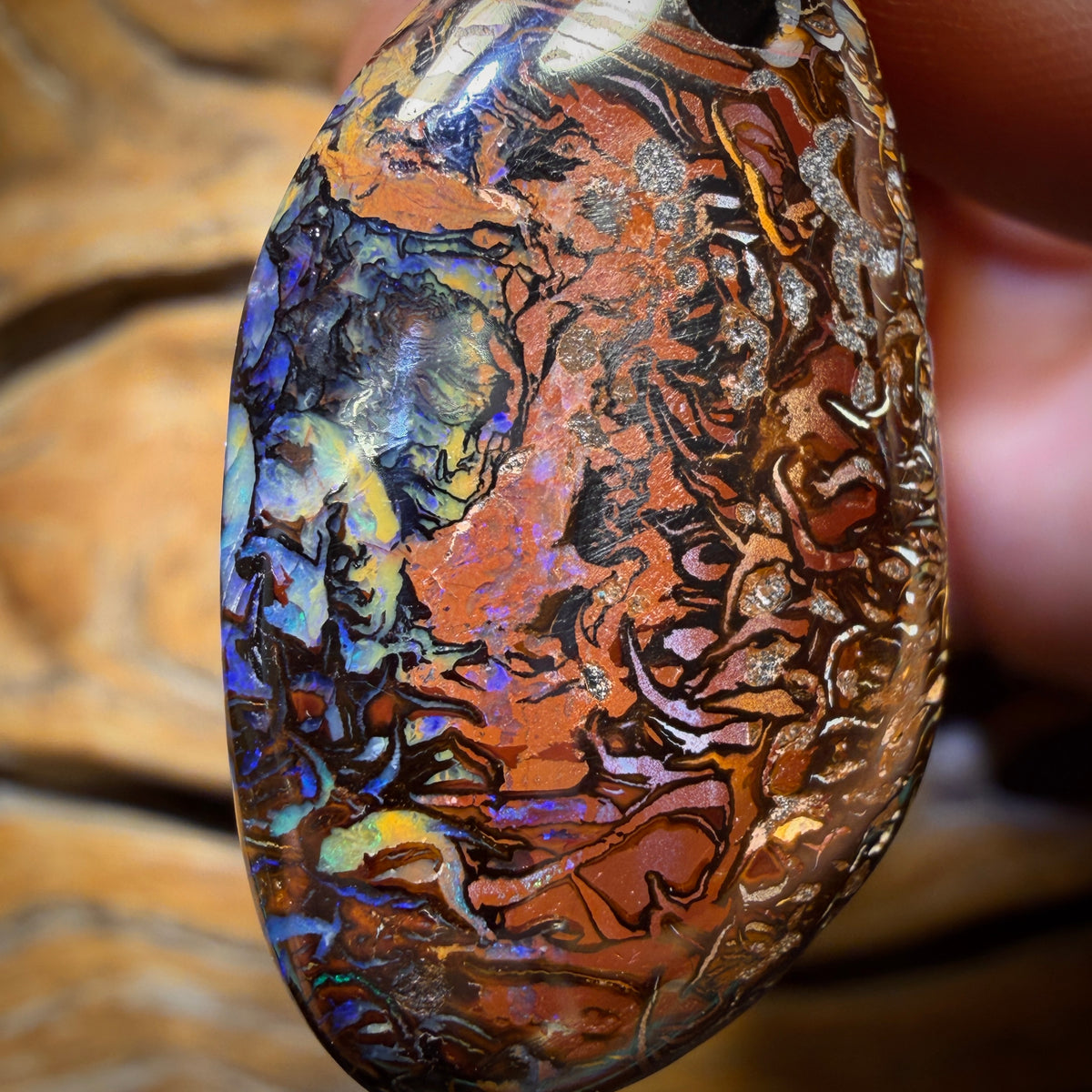 35 x 20mm - Great Pattern Drilled Tribal Queensland Boulder Opal Necklace
