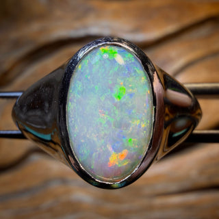 Sterling Silver  - Unisex Solid South Australian Crystal Opal Ring