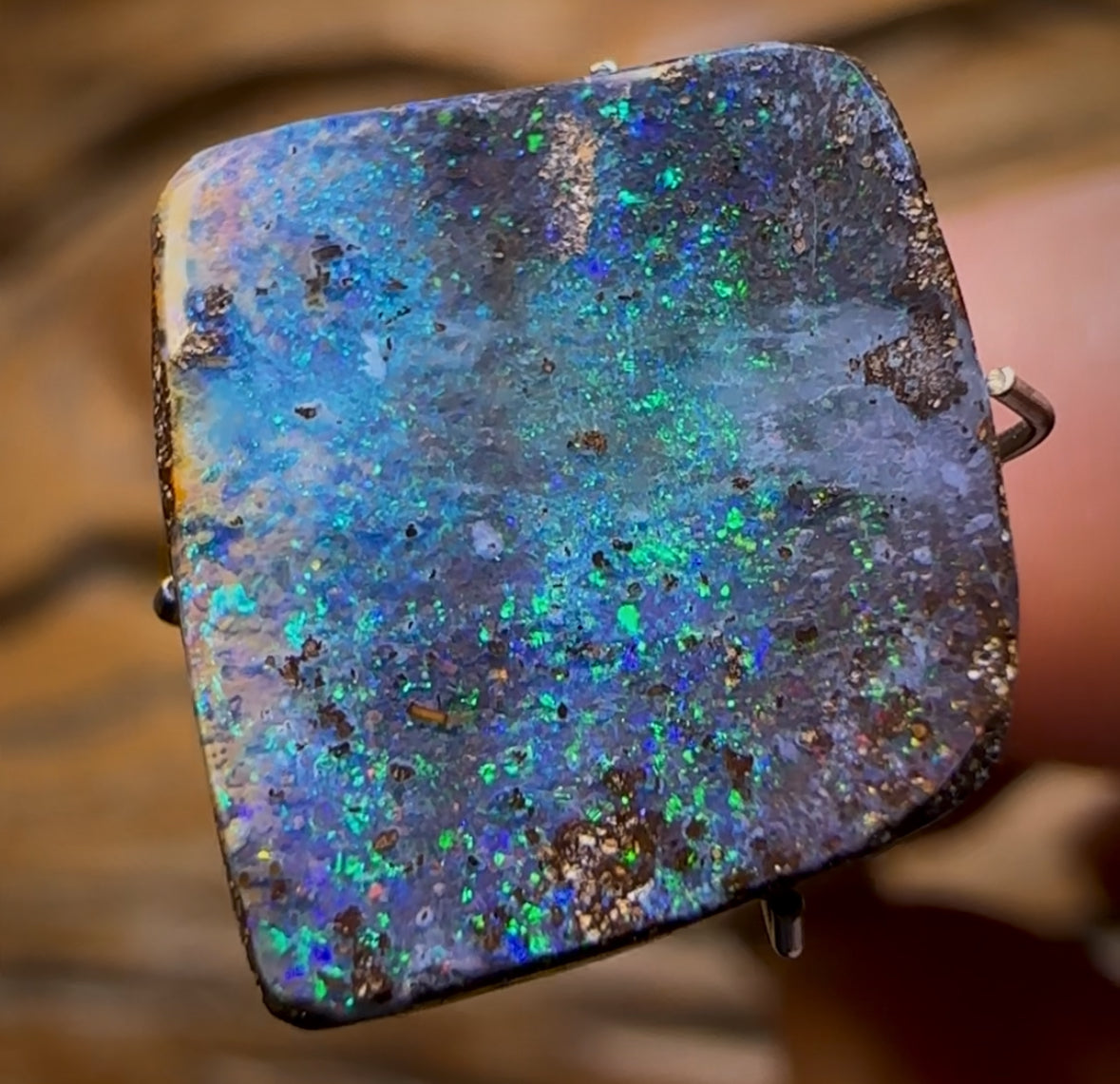 6.6cts - Queensland Boulder Seam with Electric Black Opal Galaxy Type Patterns