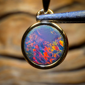 Sterling Silver Gold Plated - Queensland Boulder Opal Doublet Pendant Top Red Bargain