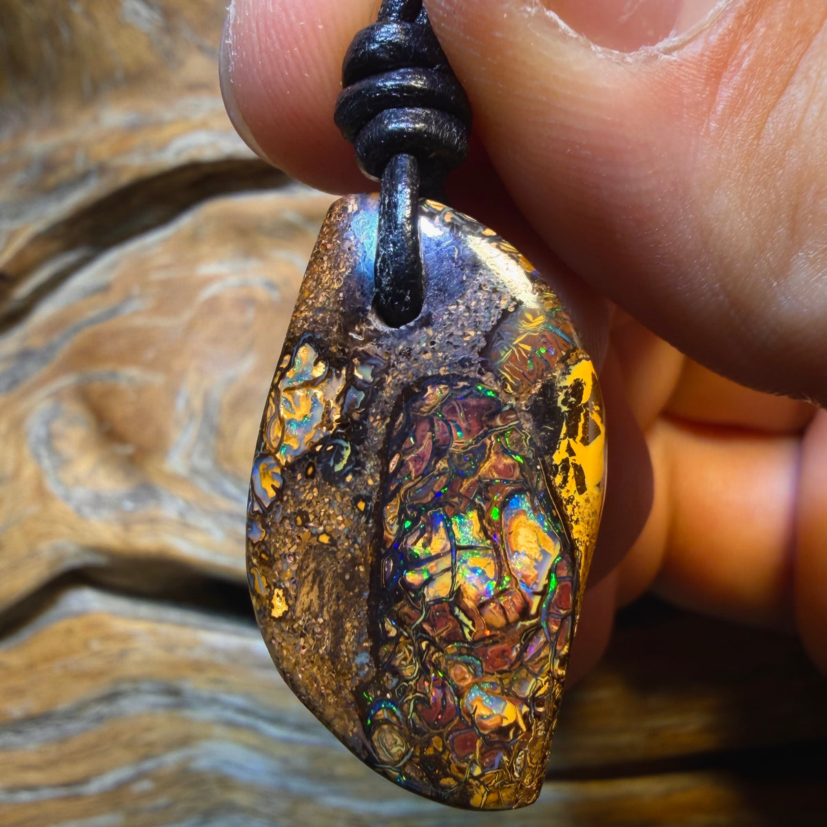 30 x 17mm - Drilled Tribal Queensland Boulder Opal Necklace