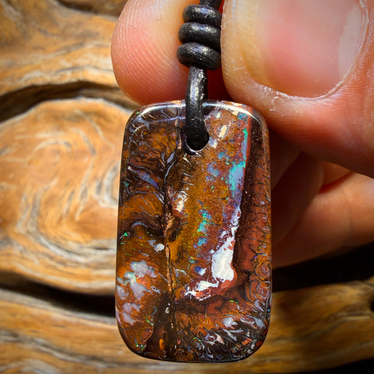 30 x 18mm - Drilled Tribal Queensland Boulder Opal Necklace
