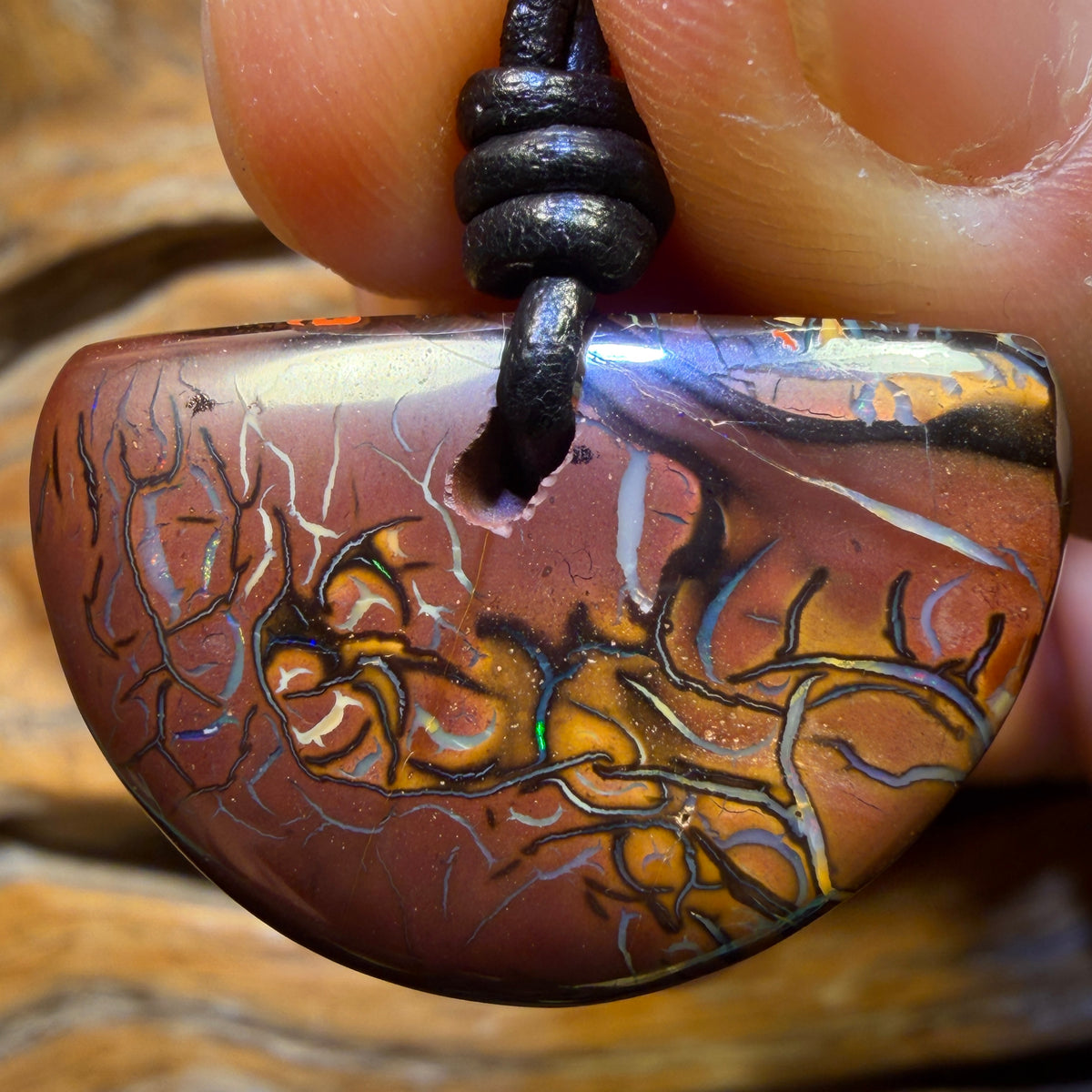 30 x 19mm - Drilled Tribal Queensland Boulder Opal Necklace
