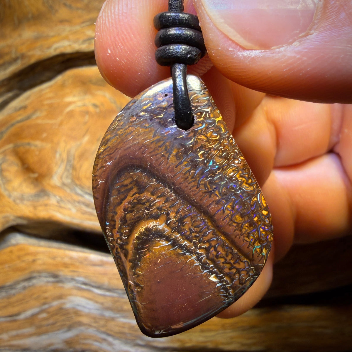 30 x 21mm - Drilled Tribal Queensland Boulder Opal Necklace