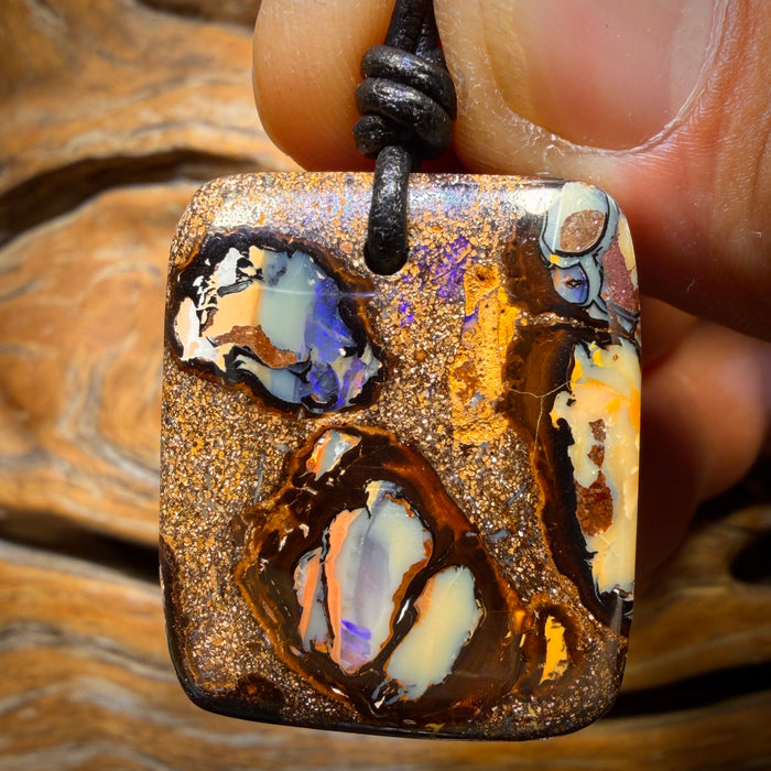 30 x 26mm - Drilled Queensland Boulder Opal Kernel Necklace