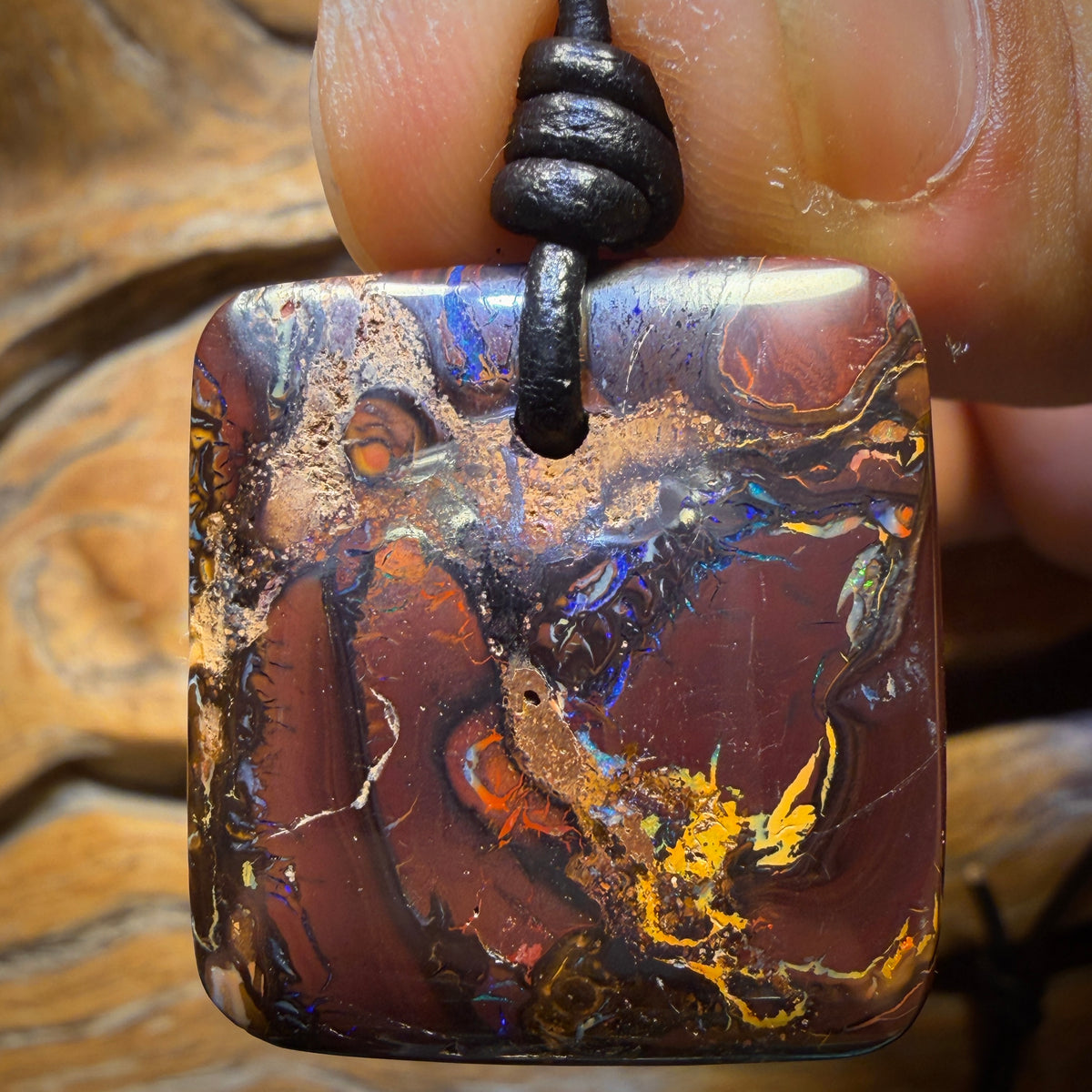 30 x 27mm - Drilled Tribal Queensland Boulder Opal Necklace