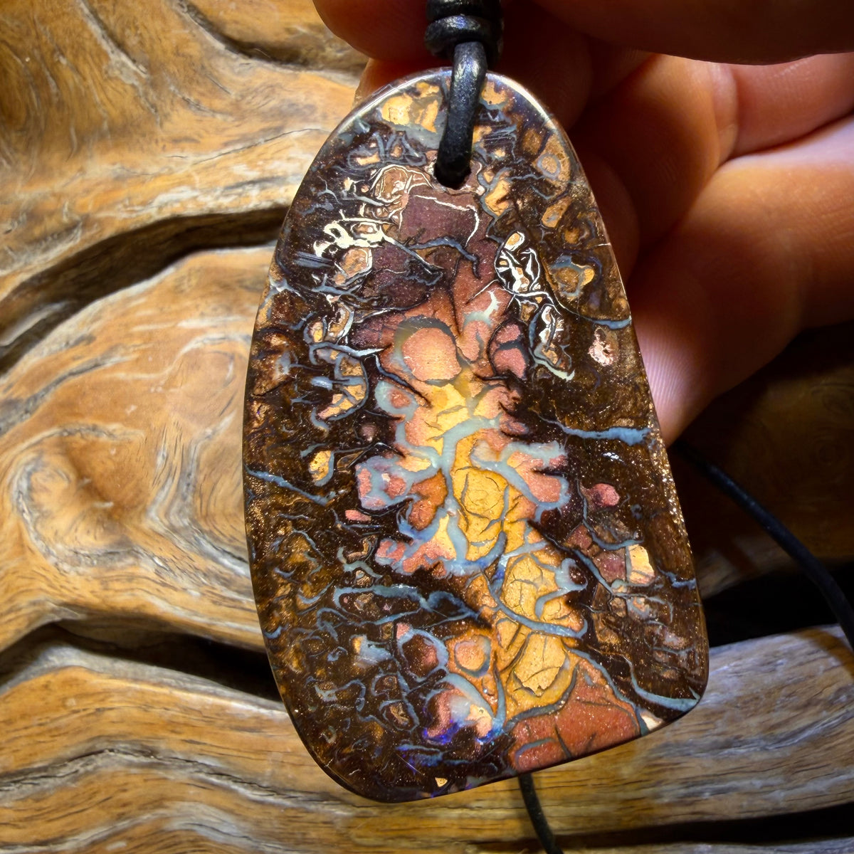 Dad 51 x 33mm - Drilled Tribal Queensland Boulder Opal Necklace