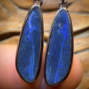 Sterling Silver - Australian Boulder Opal Doublet Drop Stud Earrings