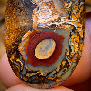 20.5cts - Eye pair 1/2 Tribal Queensland Boulder Opal Unique Picture Stone. Australian Opal
