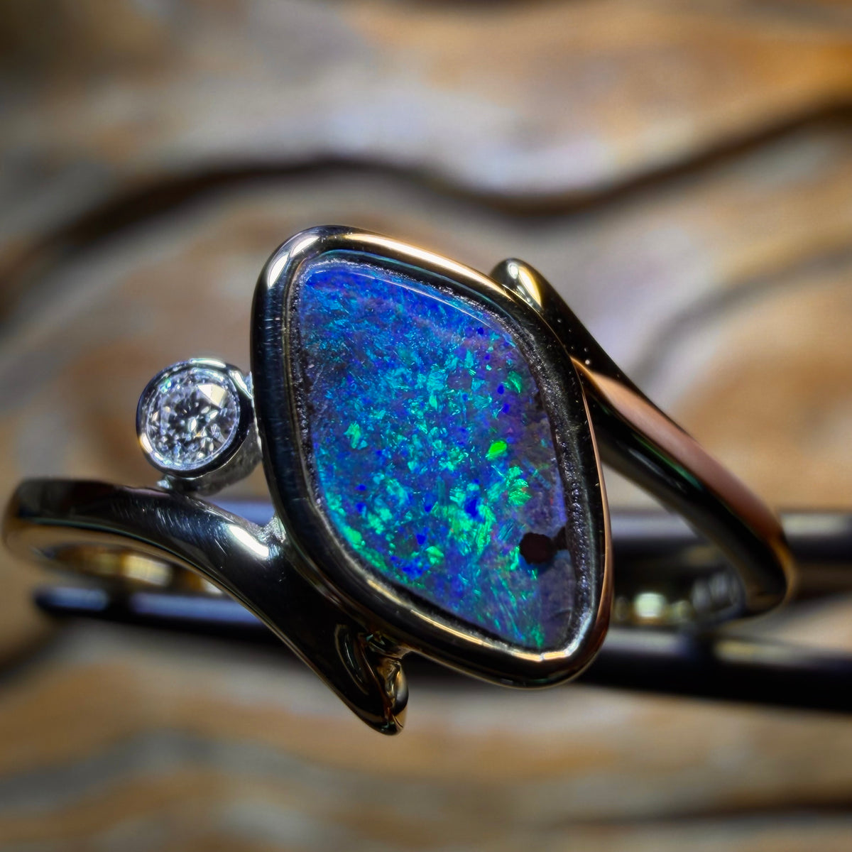 14k Gold - NEW Isaac Design Solid Queensland Boulder Opal Ring