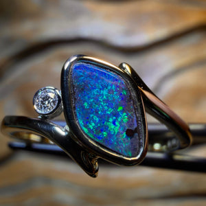 14k Gold - NEW Isaac Design Solid Queensland Boulder Opal Ring