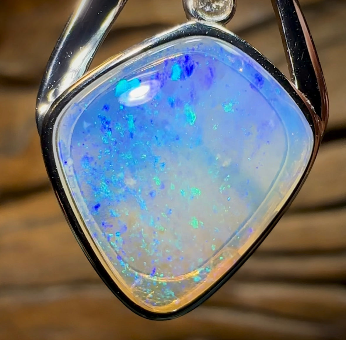 Sterling Silver - Solid South Australian Crystal Opal Pendant. Great Price - Opal Whisperers