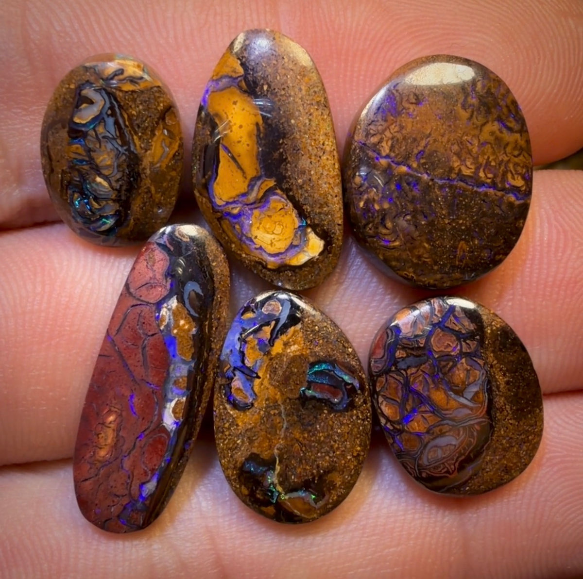 🔒 36.8cts - 6x Australian Tribal Boulder Opal’s. Wholesale Dealers Parcel