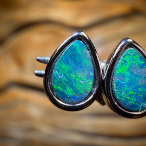 Sterling Silver - Australian Boulder Opal Doublet Stud Earrings