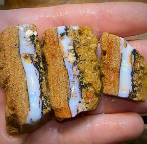 235.1cts - 3x Boulder Pipe Opal Rubs. Australian Opal Bargain under $1/ct