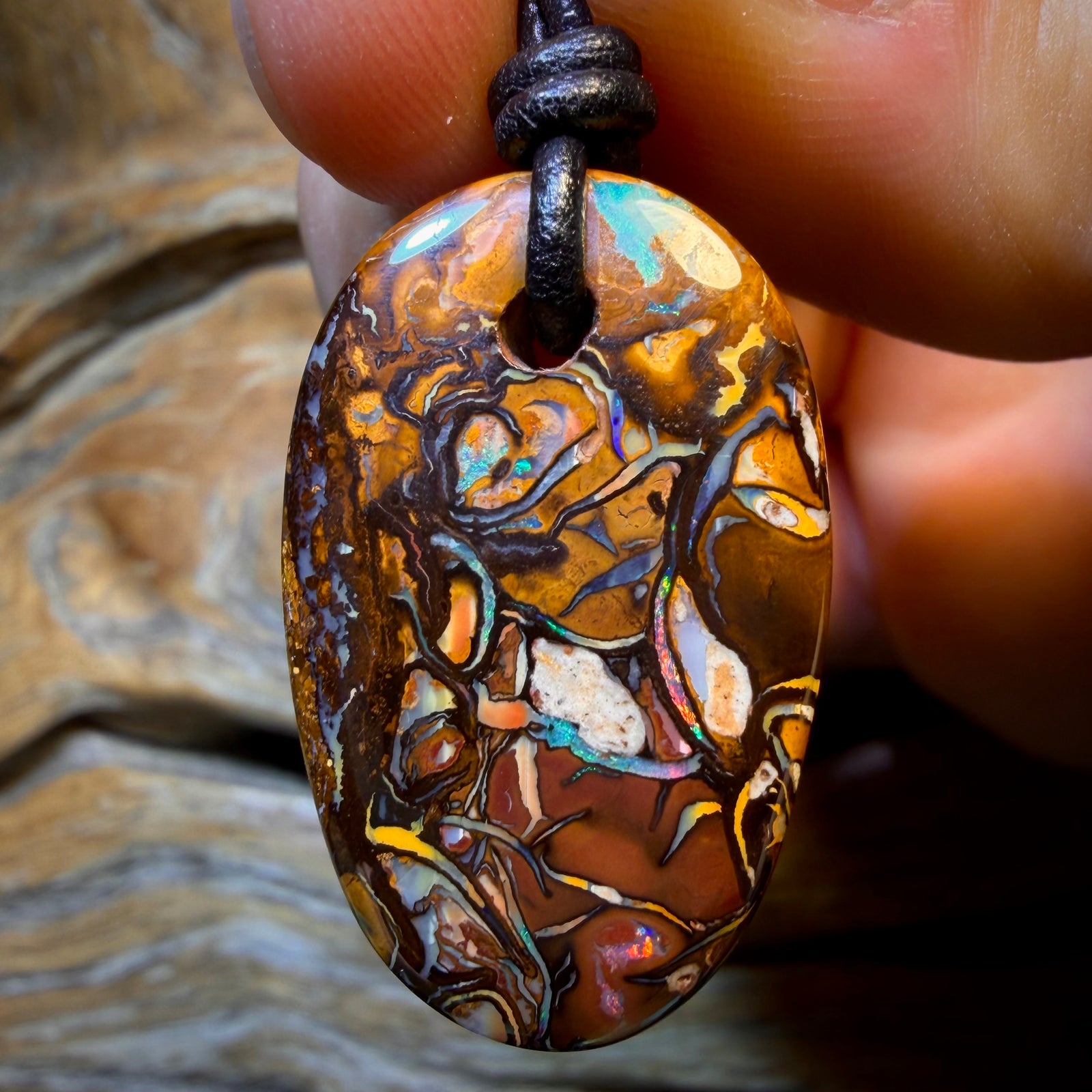 31 x 20mm - Drilled Tribal Queensland Boulder Opal Necklace