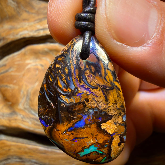 31 x 21mm - Drilled Tribal Queensland Boulder Opal Necklace