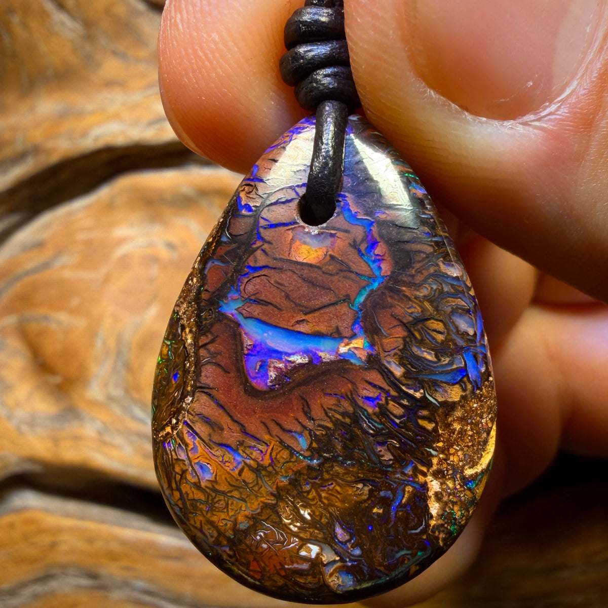 31 x 22mm - Drilled Tribal Queensland Boulder Opal Necklace