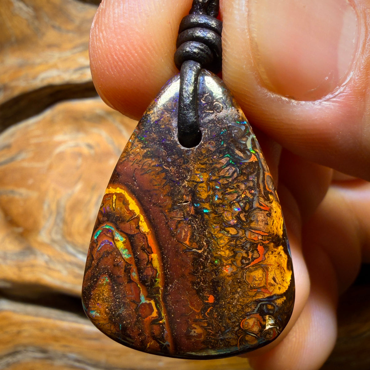 31 x 22mm - Drilled Tribal Queensland Boulder Opal Necklace