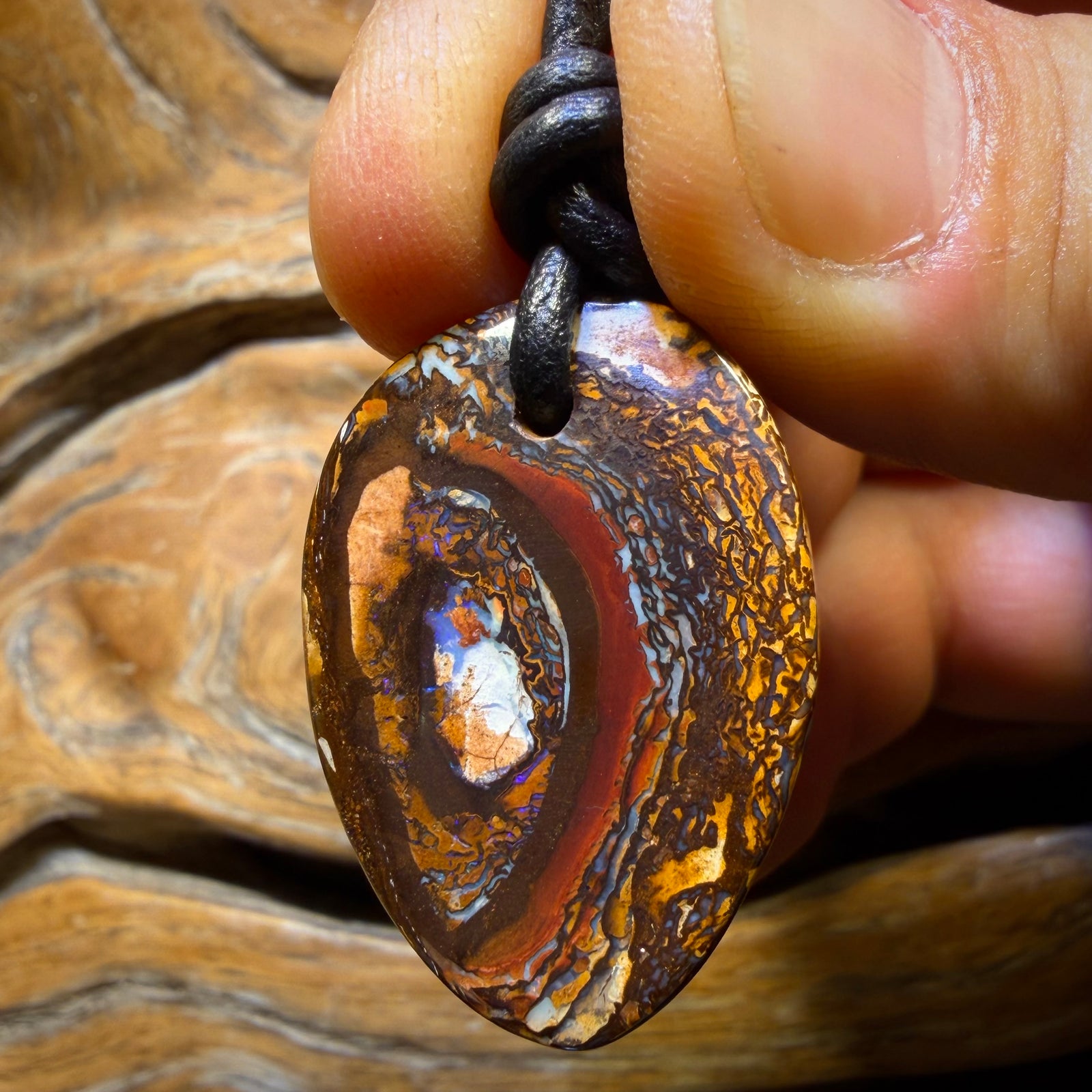 31 x 23mm - Drilled Tribal Queensland Boulder Opal Necklace