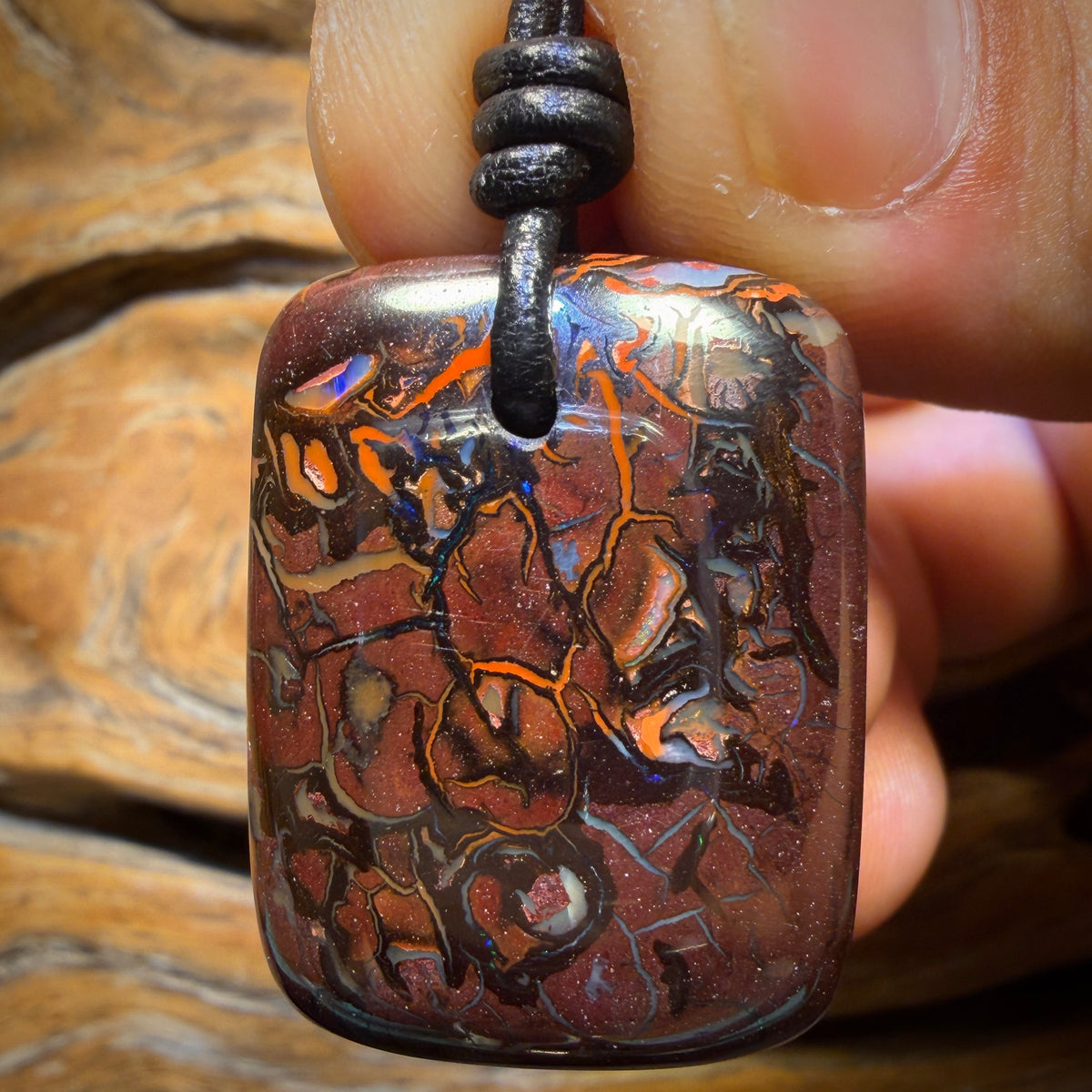 31 x 24mm - Drilled Tribal Queensland Boulder Opal Necklace