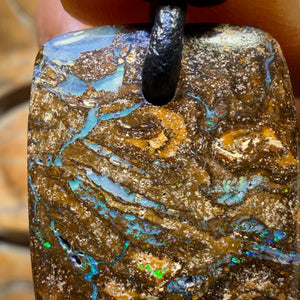 Dad Card! 25 x 21mm - Drilled Queensland Boulder Opal Necklace