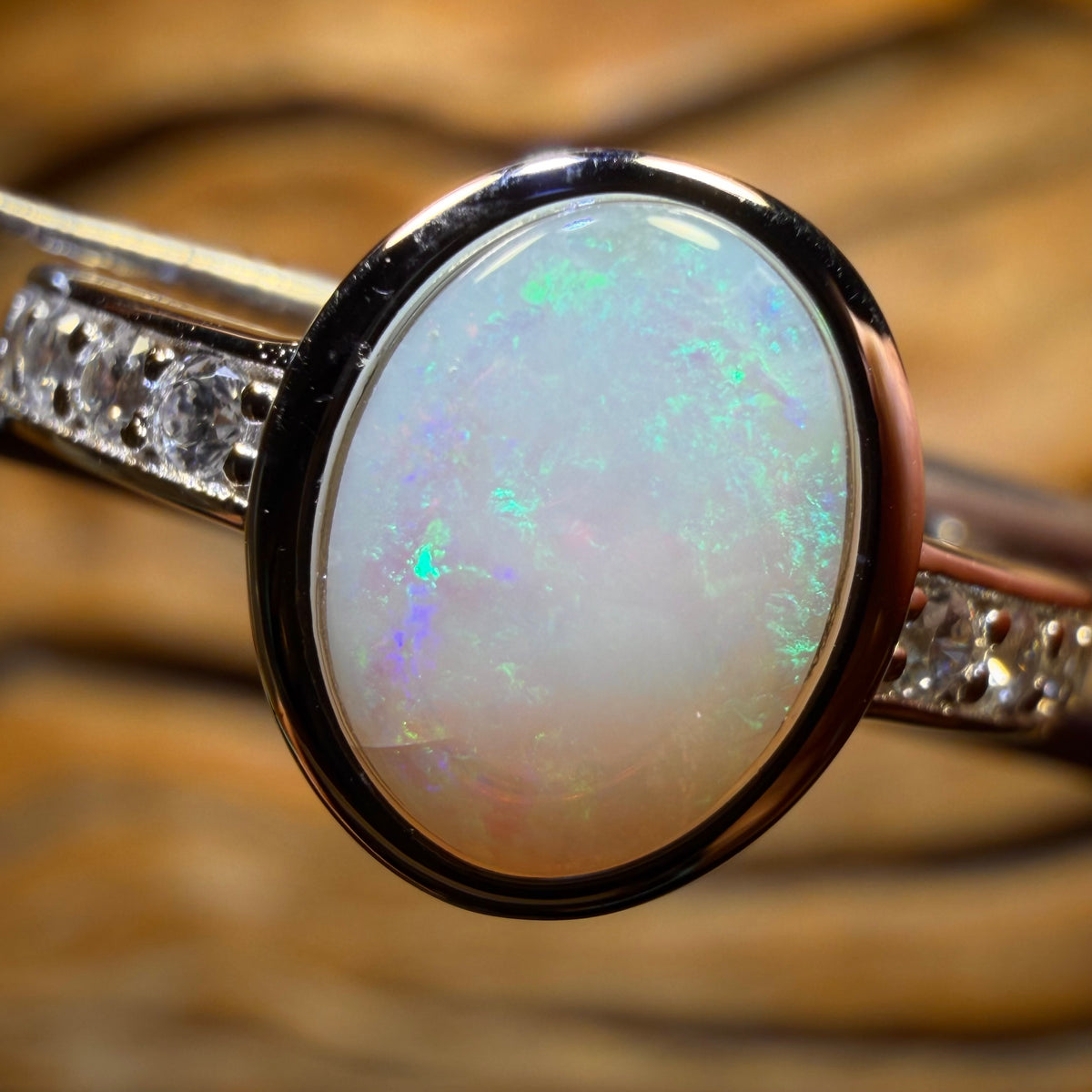 🔨 AUCTION 🔨 Sterling Silver - South Australian Crystal Opal Ring