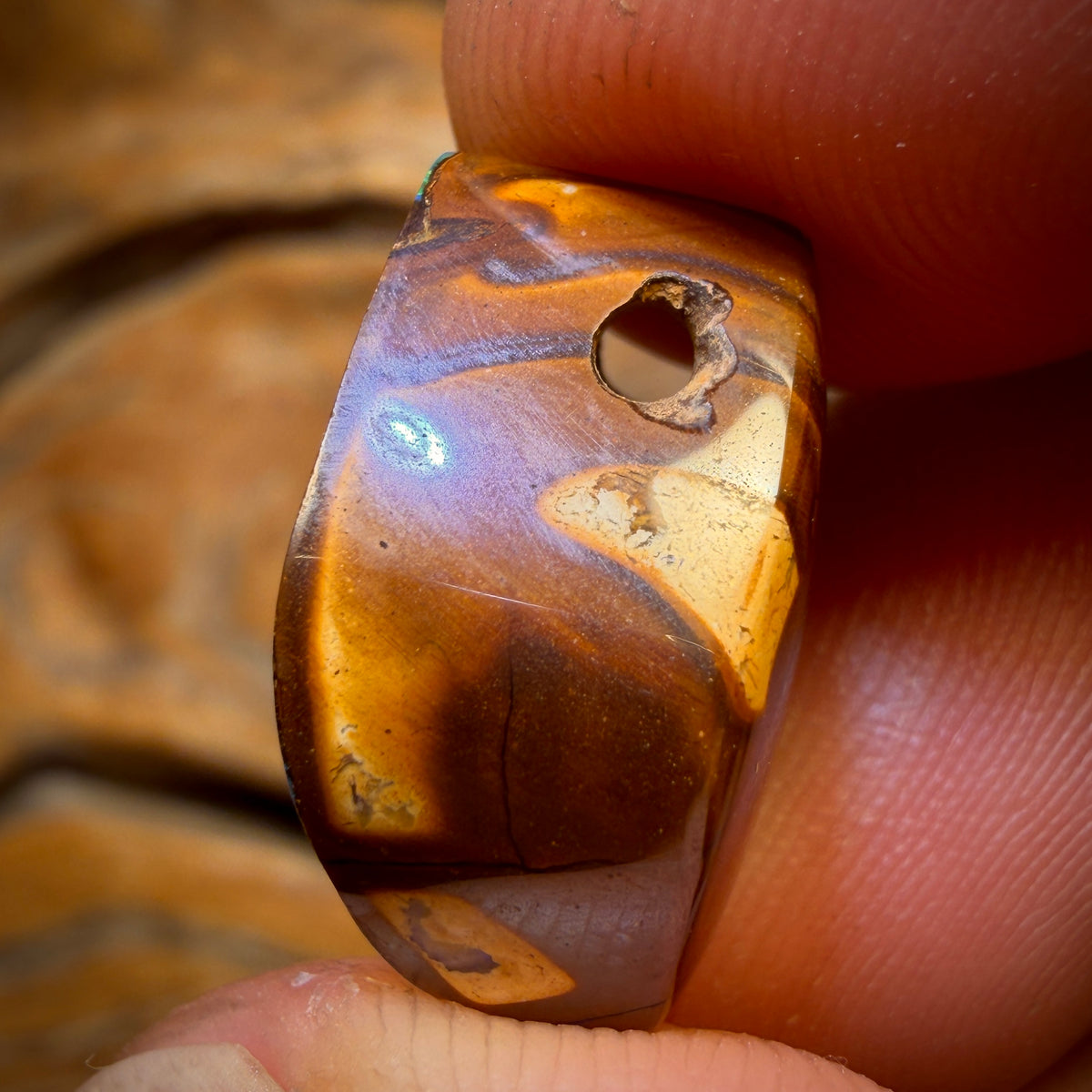 18 x 11mm - Drilled through the side! Full Face Queensland Boulder Picture Stone Opal