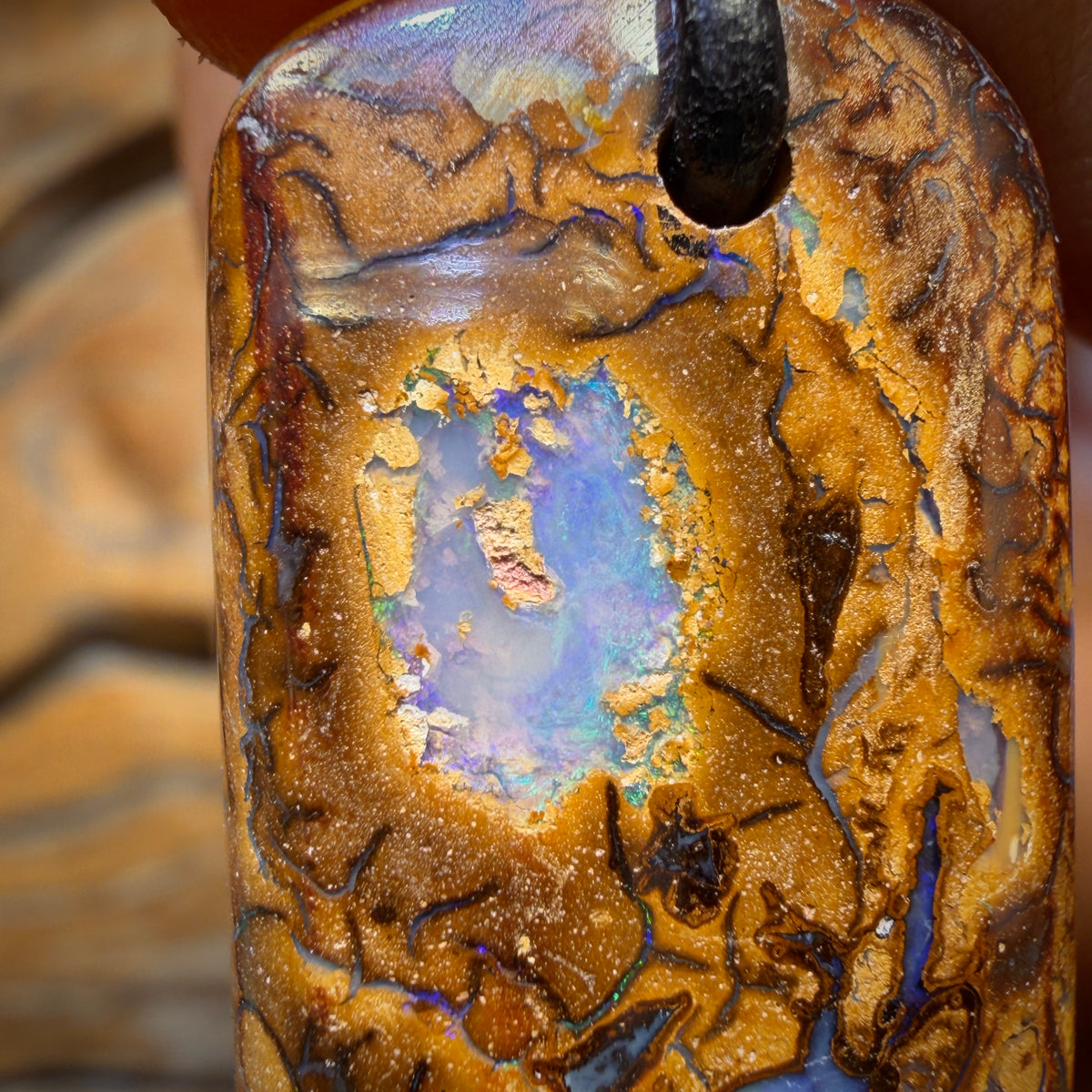 39 x 18mm - Drilled Tribal Queensland Boulder Opal Necklace