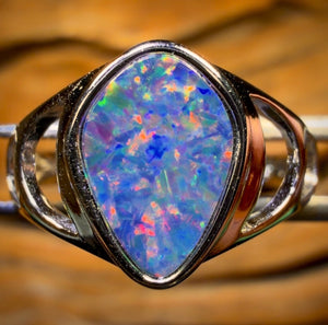 Sterling Silver - Queensland Boulder Opal Doublet Ring UNISEX