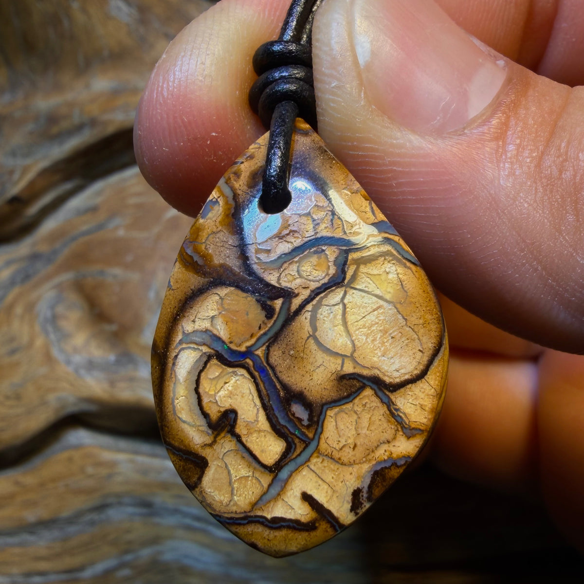 32 x 21mm - Drilled Tribal Queensland Boulder Opal Necklace