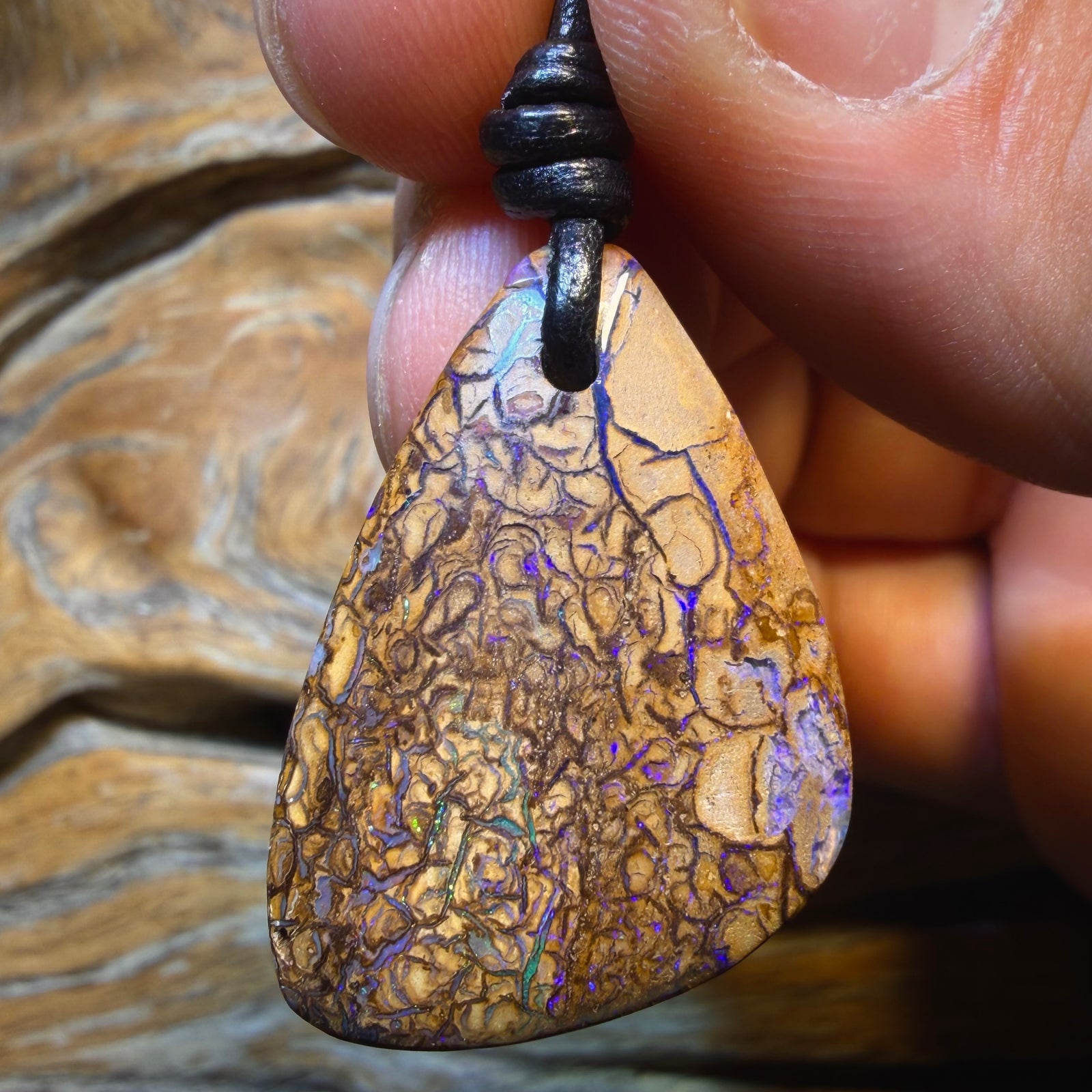 32 x 21mm - Drilled Tribal Queensland Boulder Opal Necklace. Australian Opal