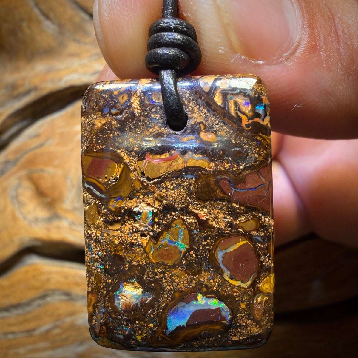 32 x 22mm - Drilled Tribal Queensland Boulder Opal Necklace