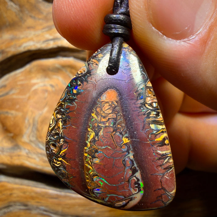 32 x 23mm - Drilled Tribal Queensland Boulder Opal Necklace