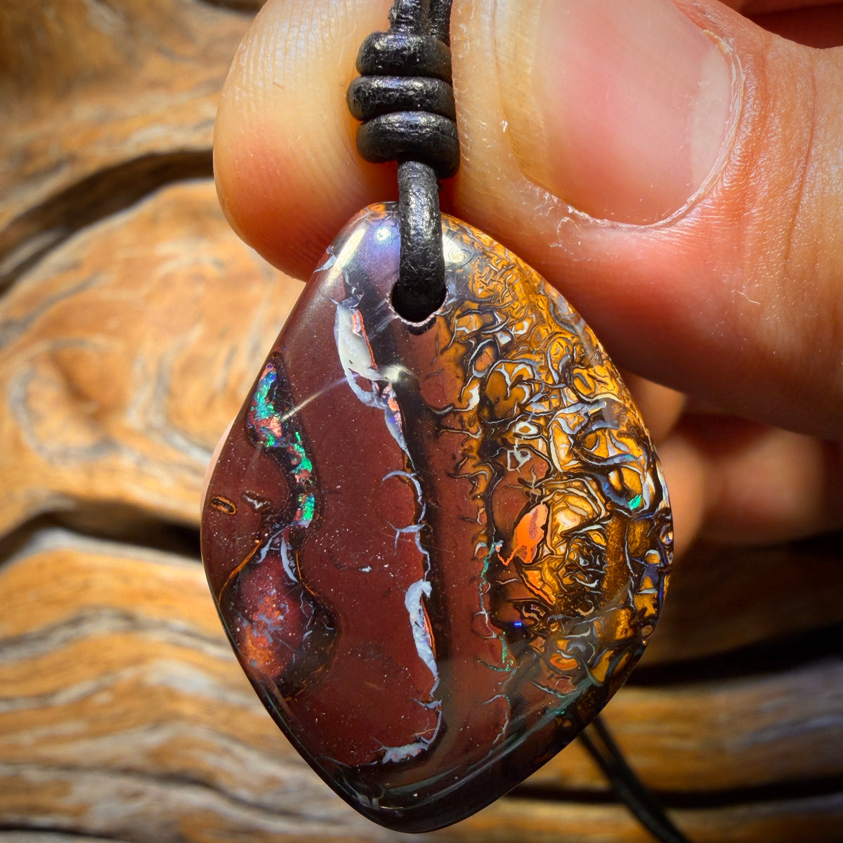 32 x 24mm - Drilled Tribal Queensland Boulder Opal Necklace